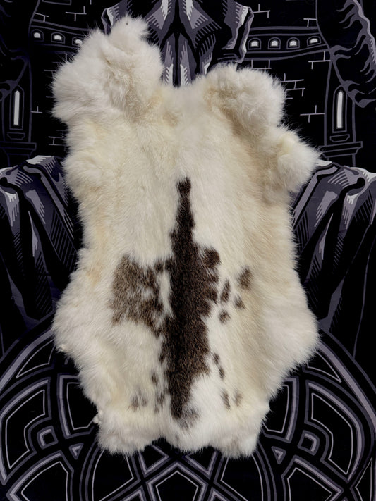 Rabbit Pelt - White & Brown Spots